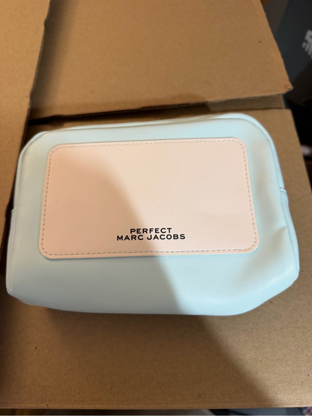 Marc Jacobs Leather Cosmetic Pouch in Pale Blue and Blush